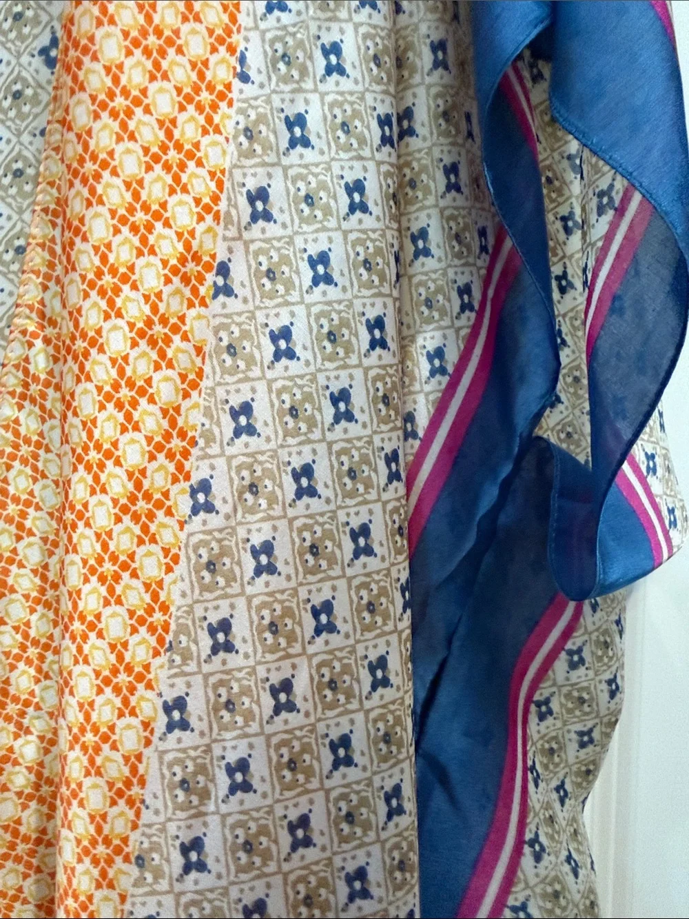 Women's Orange & Blue Patterned Swim Coverup Kimono